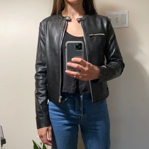Mango Black Genuine Leather Jacket